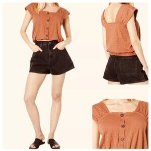 Madewell Crinkle Knit Button Down Top XXS